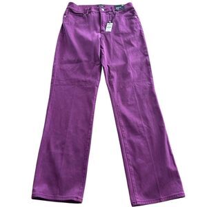 Express Women's Petite 10 Modern Straight High Rise Jeans‎ 10P Eggplant Plum New